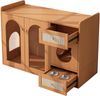 Mehrzweckiges Katzenhaus & Katzenkloschrank – haustiertierfreundlicher Beistellschrank mit Futterschalen, Katzenruheraum, Lagerbereich (ohne Katzenklo & Katzenkissen), Nussbaumfarben, 120x45x83 cm Bild 5