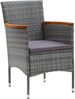 vidaXL 4X Gartenstuhl Set Rattan Grau Akazienholz Armlehnen Bild 3
