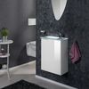 FACKELMANN SBC KARA Gäste WC Waschtisch Set 45 cm breit, Weiß, Waschbecken Glas Weiß, Türanschlag rechts + Waschbeckenbeleuchtung Bild 2
