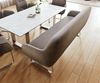 Esszimmerbank Taya-Flex 200 cm Strukturstoff Soft Taupe Kufengestell flach Edelstahl Taschenfederkern Bild 4