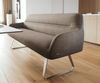 Esszimmerbank Taya-Flex 200 cm Strukturstoff Soft Taupe Kufengestell flach Edelstahl Taschenfederkern Bild 5