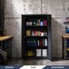 Metallschrank mit Sockel MEGAN - 160x90x40cm Schwarz | Büroschrank Aktenschrank Stahlschrank Fachbodenschrank Werkstattschrank Bild 4