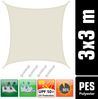 3x3m Sonnensegel Wasserdicht mit Befestigung Beige Bild 2