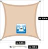 3x3m Sonnensegel Wasserdicht mit Befestigung Beige Bild 3