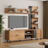 MODFU TV-Schrank Fernsehschrank-Set 187,5 x 167 x 40 cm mit 3 Schränken, Holz/Schwarz (TV Wohnzimmermöbel-Set, 1-St, TV Wohnwand-set mit Vitrine, Mediawand inkl) Anbauwand, Wohnzimmerwand, TV bis 80' Bild 2