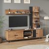 MODFU TV-Schrank Fernsehschrank-Set 187,5 x 167 x 40 cm mit 3 Schränken, Holz/Schwarz (TV Wohnzimmermöbel-Set, 1-St, TV Wohnwand-set mit Vitrine, Mediawand inkl) Anbauwand, Wohnzimmerwand, TV bis 80' Bild 5