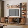 MODFU TV-Schrank Fernsehschrank-Set 187,5 x 167 x 40 cm mit 3 Schränken, Holz/Schwarz (TV Wohnzimmermöbel-Set, 1-St, TV Wohnwand-set mit Vitrine, Mediawand inkl) Anbauwand, Wohnzimmerwand, TV bis 80' Bild 3