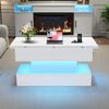 Couchtisch Weiß mit Hebefunktion, 100x50x51,5 cm, ausziehbar,LED-Licht steuerbar per App, USB- und Typ-C-Steckdose Bild 5