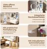 GLIESE Schminktisch mit Spiegel und Hocker Set mit 3 Farbtemperaturen & dimmbar (1-St, Frisierkommode, Schminkhocker), 2 Steckdose + 2 USB, mit 3 Schubladen + Föhnhalter, für Schlafzimmer Bild 4