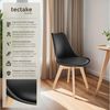 tectake Esszimmerstuhl Küchenstuhl Scandi-Design, gepolsterte Sitzfläche, 49 x 53 x 82 cm (Polsterstuhl Frederikke in schwarz, 2 St), ergonomische Form, massive Holzbeine, bodenschonende Filzgleiter Bild 2