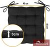 NatureMark 4er Set Stuhlkissen mit Bändern Gr. 40x40 cm Sitzkissen gefüllt, Schwarz Bild 3