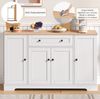 Sideboard 138 cm mit Schublade, Türfächern und Kippsicherung – modernes Küchenbuffet aus MDF in Natur/Weiß Bild 4