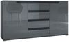 Sideboard Kommode Sylt V1, Korpus in Schwarz matt / Front in False mit Absetzungen in False (139 x 72 x 35) Bild 5
