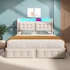 Polsterbett 180x200 cm mit 4 Schubladen, LED-Beleuchtung, USB/Type-C Ladeanschluss, Baumwoll-Leinen,Beige Bild 5