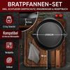 Feuerpfanne 30 cm aus Gusseisen – Bratpfanne mit Stiel Lederüberzug Ringreiniger & Rezeptbuch für Induktion Grill & Herd Bild 2