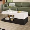 LED-Couchtisch 90x45x35,5 cm mit Glasplatte, Oben weiß und unten schwarz, LED-Beleuchtung steuerbar via App Bild 4