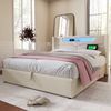 Odikalo Stauraumbett Polsterbett Doppelbett Lattenrost USB C Lade 16 LED Leinen 140/160x200 Bild 2