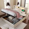 Odikalo Stauraumbett Polsterbett Doppelbett Lattenrost USB C Lade 16 LED Leinen 140/160x200 Bild 5