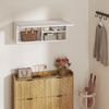 Badezimmer-Wandschrank Weiß, hochklappbare Tür mit Gasdruckdämpfer, grifflos, platzsparend, offenes Fach & Schrank, 80x25cm Bild 4