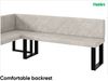 MEBLINI Eckbank für Esszimmer mit ausziehbarem Tisch - Küchenbank - Essecke - Sitzecke Küche - ERIC - U-Beine 142x196x87cm Links - Beige Samt/B Weiß Matt Bild 5