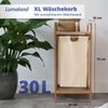 Lumaland Ausziehwäschekorb LL Wäschekorb Bambus 1 Sack 33 x 33 x 73 cm, mit ausziehbarem Wäschesack aus nachwachsendem Bambus Bild 2