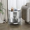 OKWISH Beistelltisch 45 x 45 x 55 cm Runder Glas-Endtisch mit Edelstahlbeinen (Packung, 1-St, Luxuriöser Seitentisch mit Glasplatte für Wohnzimmer), Vielseitig als Nachttisch, Sofatisch & kleiner Bürotisch Bild 3