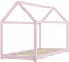 [en.casa] Hausbett mit Matratze 90x200 cm rosa Bild 3