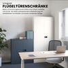 BISLEY Universal Flügeltürenschrank abschließbar - Stahlschrank mit 3-Punkt-Schloss & Flügeltüren - Aktenschrank aus Metall mit 1 Fachboden für 2 Ordnerhöhen - Farbe: lichtgrau, E402A01-645 Bild 3