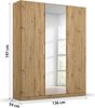 rauch Kleiderschrank; Drehtürenschrank COSMO, 3-türig, 1 Spiegeltüre, Eiche Artisan, mit Aufbewahrungsboxen, 136x197x54xcm Bild 4