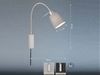 LED Wandleuchte & Bettleuchte Leinen Grau mit Schwanenhals, Breite 11cm Bild 3