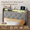 ADWOLT Stauraumbett Polsterbett mit Lattenrost und LED-Beleuchtung, Jugendbett 90x200 cm mit USB&Type-C,Kinderbett mit 2 Schubladen,Grau Bild 2