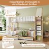 Bett 90x200 cm+140x200 cm mit Stauraum und Hausbaldachin – Weiß/Natur Bild 5