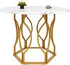 Runder Esstisch B 100 x T 100 x H 76 cm, MDF-Tischplatte weiß, Metallbeine in Gold Bild 2