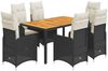 vidaXL 7-tlg. Garten-Bistro-Set mit Kissen Schwarz Poly Rattan 3276979 Bild 2
