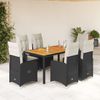 vidaXL 7-tlg. Garten-Bistro-Set mit Kissen Schwarz Poly Rattan 3276979 Bild 1