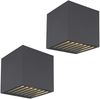 2er Set LED Außenwandleuchten Würfel aus Aluminium in Anthrazit, 10x10cm Bild 2