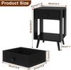 YMYNY Nachttisch Stoff-Schubladen Massivholz Beinen Modern Schwarz Bild 3