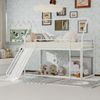 Etagenbett mit Rutsche Spielhaus Design – Kinderhochbett Metall,2-Schläfer mit Sicherheitsgeländer,platzsparend,Weiß Bild 3