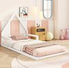 Bett 90x200 cm Hausform aus Kiefer massiv in Weiß – kindersicheres Flachbett, ohne Matratze Bild 4