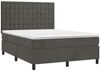 vidaXL Boxspringbett mit Matratze & LED Dunkelgrau 140x200 cm Samt 3136366 Bild 3