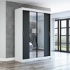 Schwebetürenschrank NEO 2-türig Schrank 180 cm (mit Spiegel) Farbe: Weiß , schwarz Bild 2