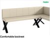 MEBLINI Eckbank für Esszimmer mit ausziehbarem Tisch - Küchenbank - Essecke - Sitzecke Küche - PETER - X-Beine 142x196x87cm Rechts - Creme Kunstleder/B Schwarz Hochgl. Bild 5