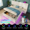 Polsterbett PU mit Stauraum, LED & USB-Anschluss, 180x200 cm, Weiß, ohne Matratze Bild 3