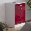 Küchenschrank für Dachschrägen R-Line Rot Hochglanz 60 cm ohne Schräge mit 3 Schubladen Vicco Bild 4