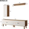 Merax Wohnwand, 3-tlg, Highboard, Schränke, Wandboard. Weiße und hölzerne, geschnitzte Türpaneele. Bild 4