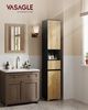 VASAGLE Badschrank, Badezimmermöbel mit Schublade, verstellbare Ablagen, offenes Fach, 30 x 30 x 170,2 cm, schwarz-braun Bild 2