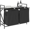 vidaXL Wäschekorb 2 Fächer mit Ablage Grau Sonoma 859078 Bild 4