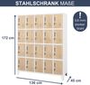 Schließfachschrank Spind ROBERT - 20 Fächer, Etikettenhalter Lüftungsschlitze | Wertfachschrank Umkleideschrank Metall Kleiderspind, 172x136x45cm Weiß-Sonoma Eiche Bild 2