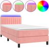 vidaXL Boxspringbett mit Matratze & LED Rosa 80x200 cm Samt 3134494 Bild 2