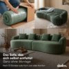 skølm 'Loki' Sofa 4 Sitzer, Vollschaumcouch mit Federkern und Vakuum-Kompression, kein Aufbau erforderlich, mit 4 Kissen, Teddy-Bouclé-Stoff in dunkelgrün Bild 4